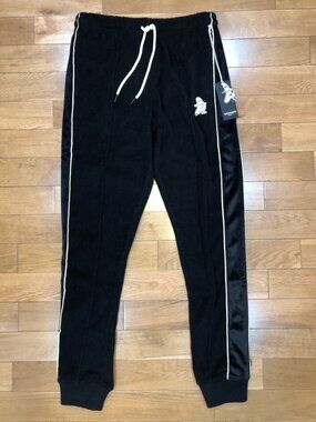 NWT Bananas Monkey Black Heavyweight Terrycloth Track Pants Joggers Size S